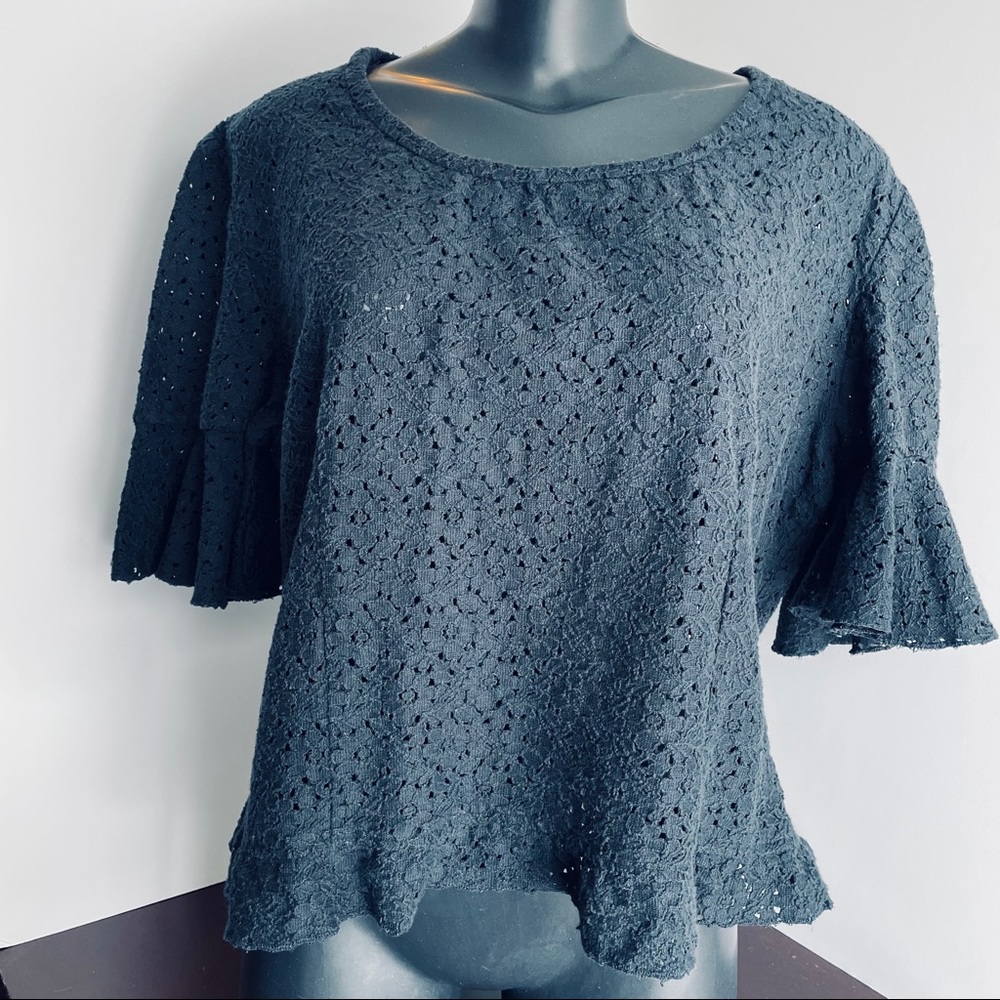 Blue Cotton peekaboo top